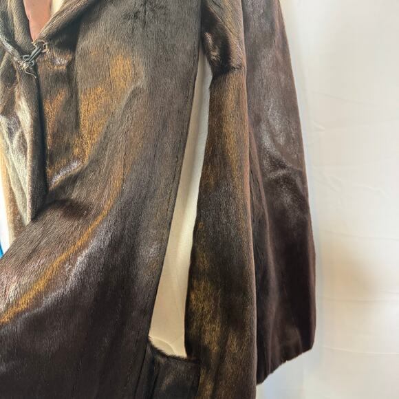 Morton’s Washington D.C. Vintage 1950s Brown Mink Fur Swing Cape Jacket M - Picture 6 of 9